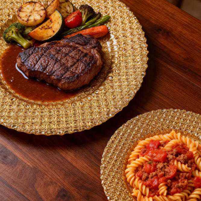 Luxury Full Gold Beaded Glass Charger Plate