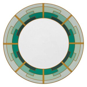 Art Deco Style Green & Gold Geometric Bone China Dinnerware Set
