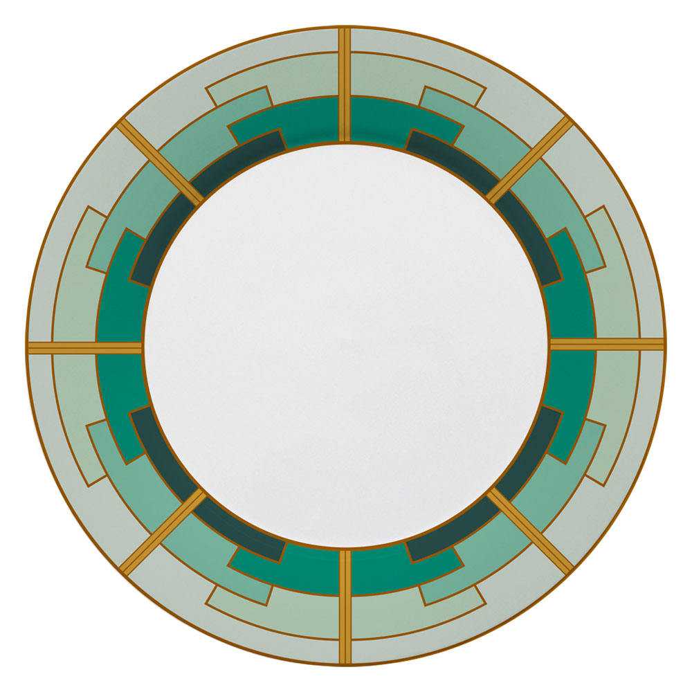 Art Deco Style Green & Gold Geometric Bone China Dinnerware Set 