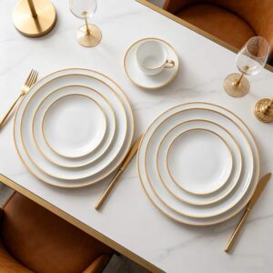 Minimalist Luxury Gold Rimmed Bone China Dinnerware Set