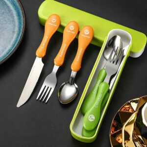 Portable 304 Stainless Steel Kids Fork and Spoon Set with Custom LOGO