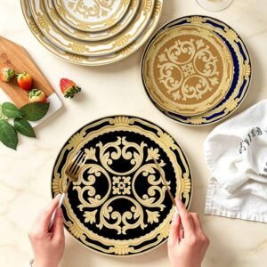 Vintage Royal Dark Green Gold Rimmed Bone China Dinnerware Set