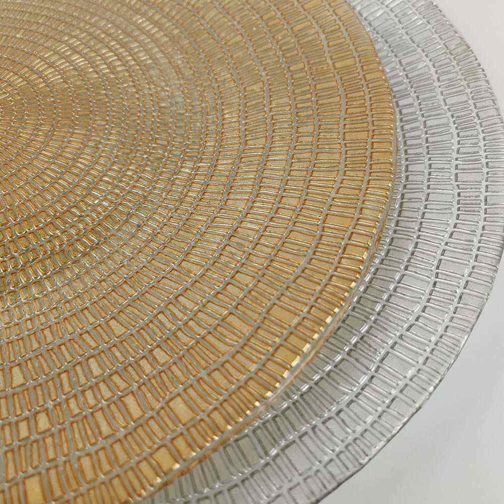 Luxury Gold Plated Mosaic Texture Glass Charger Plate