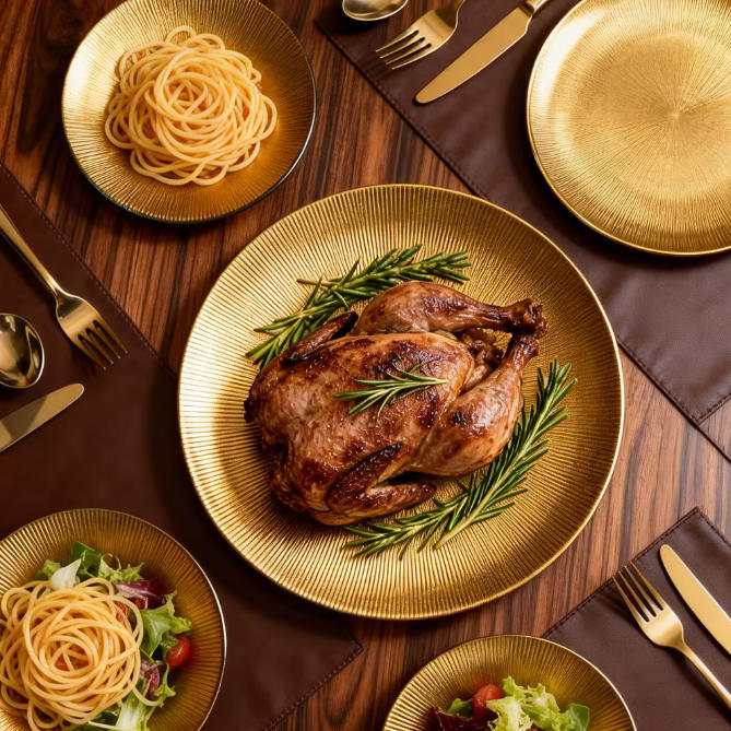 Luxury Gold Sunburst Texture Glass Charger Plate