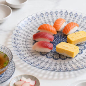 Vintage Blue White Mandala Pattern Glass Charger Plate