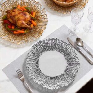 Luxury Gold Plated Coral Texture Glass Charger Plate