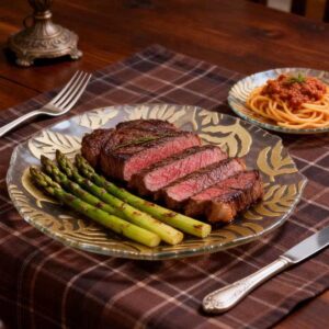 Luxury Gold Plated Fern Leaf Glass Charger Plate