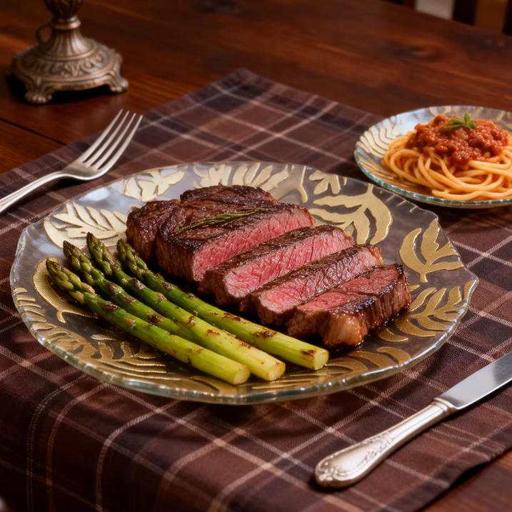 Luxury Gold Plated Fern Leaf Glass Charger Plate