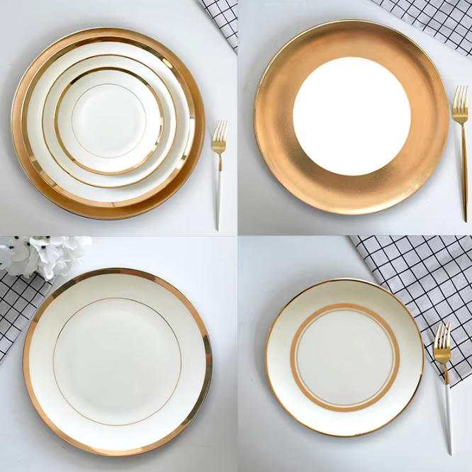 Classic Double Gold Rimmed Bone China Dinnerware Set