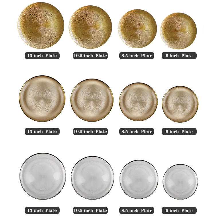 Luxury Gold Sunburst Texture Glass Charger Plate