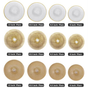 Luxury Gold Rimmed Radial Diamond Glass Charger Plate