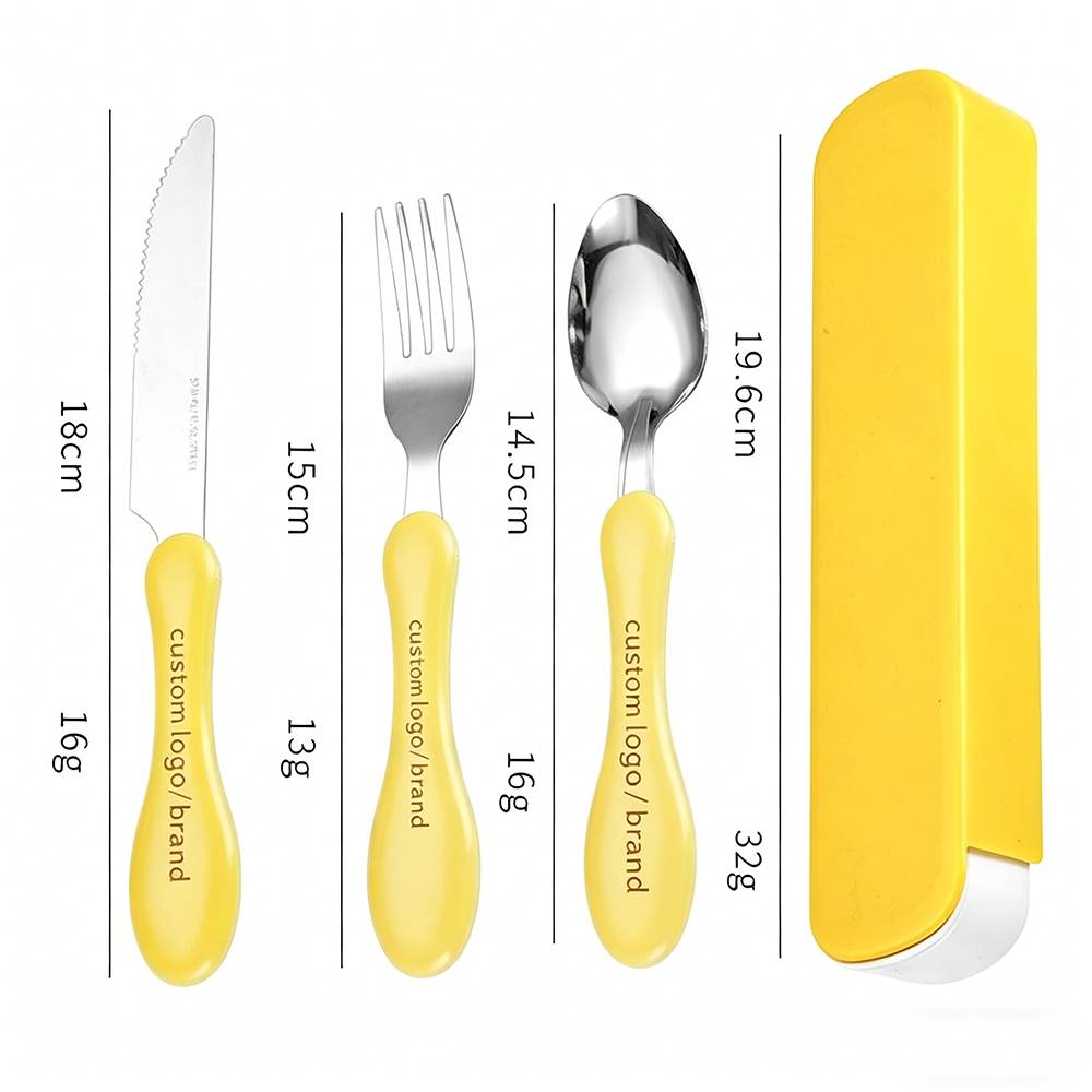 Portable 304 Stainless Steel Kids Fork and Spoon Set with Custom LOGO