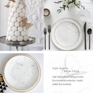 Luxury Marble Patterned Gold Rimmed Bone China Dinnerware Set