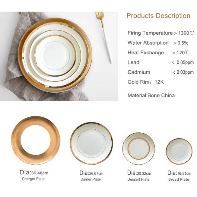 Classic Double Gold Rimmed Bone China Dinnerware Set