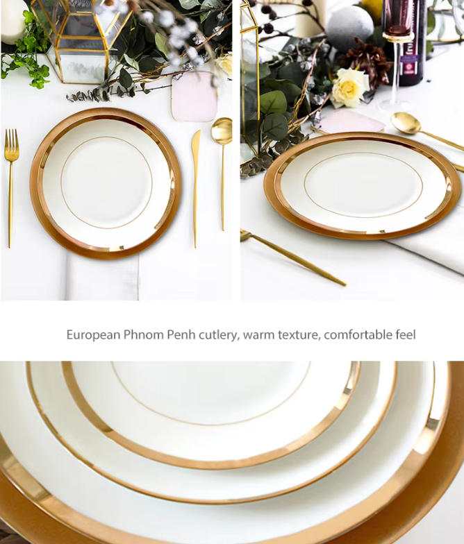 Classic Double Gold Rimmed Bone China Dinnerware Set