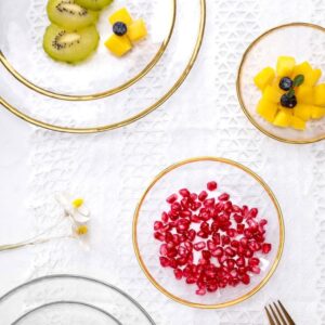 Luxury Silver/Gold-Rimmed Clear Glass Dinnerware Set