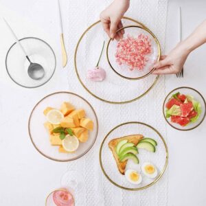 Luxury Silver/Gold-Rimmed Clear Glass Dinnerware Set