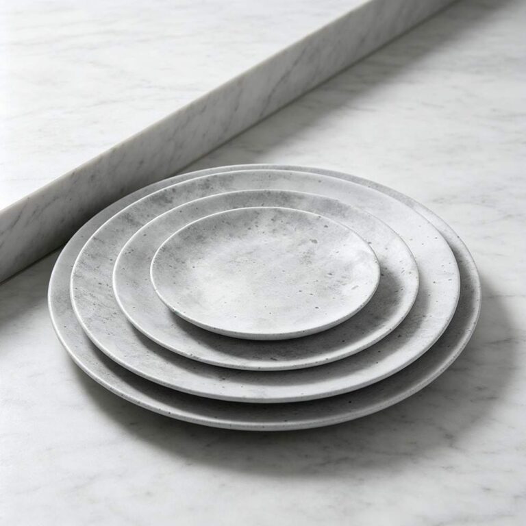 Product Features Wabi-Sabi Stone-Effect Craft Matte concrete-gray texture replicating natural stone, simple yet premium. Multi-Size Nested Design Four sizes in one set, suitable for charger plates, dinner plates, appetizer plates, and dessert plates for all dining scenarios. Premium Ceramic Material High-fired ceramic, durable, heat-resistant, easy to clean, dishwasher and microwave safe. Versatile Neutral Style Matches wabi-sabi, industrial, and minimalist styles, suitable for all cuisines and scenarios. Customizable for Branding Supports custom colors and textures to meet brand and themed event needs.