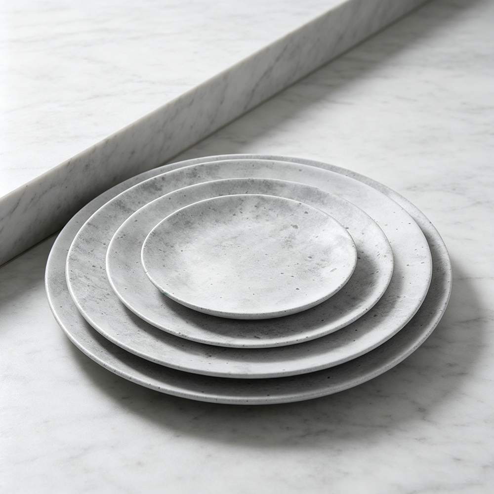 Product Features
Wabi-Sabi Stone-Effect Craft
Matte concrete-gray texture replicating natural stone, simple yet premium.
Multi-Size Nested Design
Four sizes in one set, suitable for charger plates, dinner plates, appetizer plates, and dessert plates for all dining scenarios.
Premium Ceramic Material
High-fired ceramic, durable, heat-resistant, easy to clean, dishwasher and microwave safe.
Versatile Neutral Style
Matches wabi-sabi, industrial, and minimalist styles, suitable for all cuisines and scenarios.
Customizable for Branding
Supports custom colors and textures to meet brand and themed event needs.