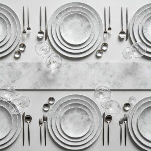 Product Features Wabi-Sabi Stone-Effect Craft Matte concrete-gray texture replicating natural stone, simple yet premium. Multi-Size Nested Design Four sizes in one set, suitable for charger plates, dinner plates, appetizer plates, and dessert plates for all dining scenarios. Premium Ceramic Material High-fired ceramic, durable, heat-resistant, easy to clean, dishwasher and microwave safe. Versatile Neutral Style Matches wabi-sabi, industrial, and minimalist styles, suitable for all cuisines and scenarios. Customizable for Branding Supports custom colors and textures to meet brand and themed event needs.