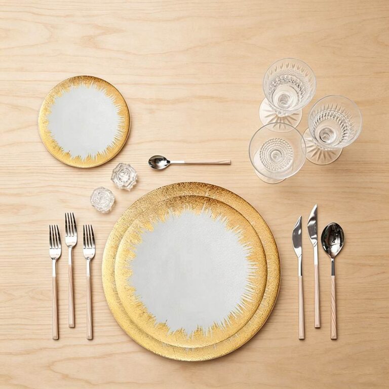 Luxury Gold Foil Radial Glass Charger Plate
