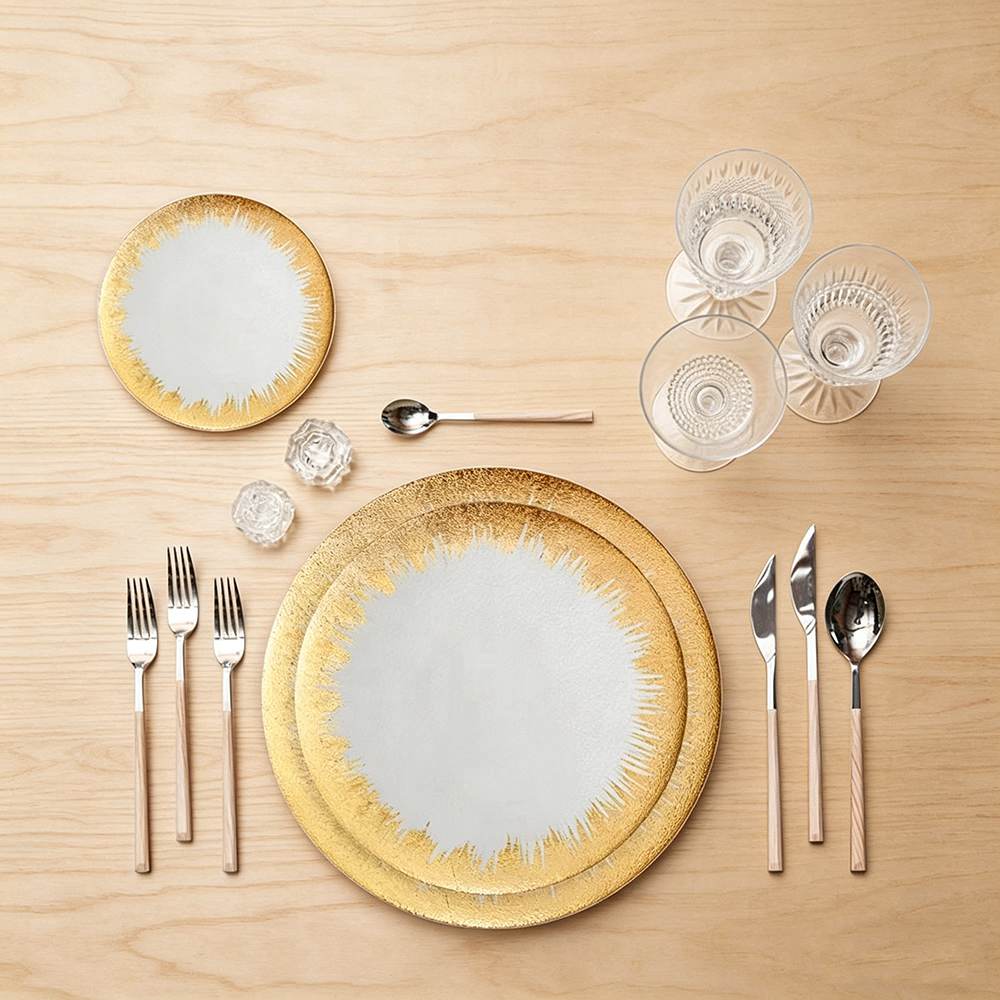 Luxury Gold Foil Radial Glass Charger Plate