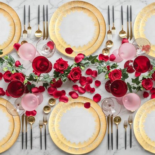 Luxury Gold Foil Radial Glass Charger Plate