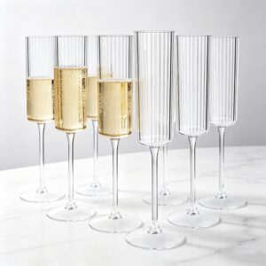 Luxury Vertical Ridged Lead-Free Crystal Champagne Flutes Set