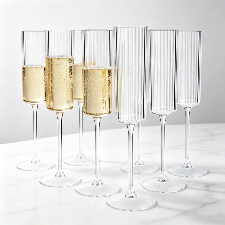 Luxury Vertical Ridged Lead-Free Crystal Champagne Flutes Set