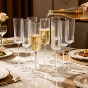 Luxury Vertical Ridged Lead-Free Crystal Champagne Flutes Set