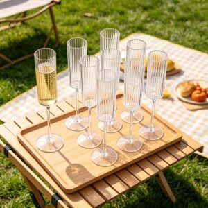 Luxury Vertical Ridged Lead-Free Crystal Champagne Flutes Set