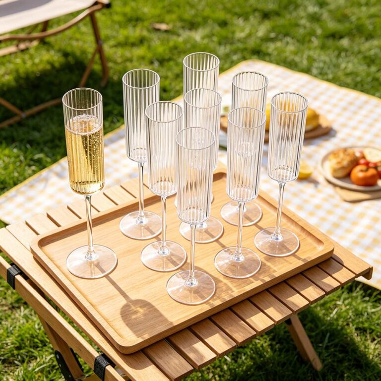 Luxury Vertical Ridged Lead-Free Crystal Champagne Flutes Set