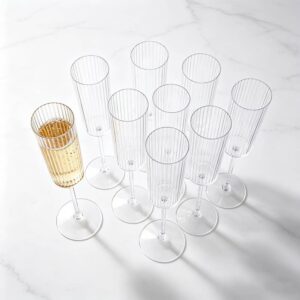 Luxury Vertical Ridged Lead-Free Crystal Champagne Flutes Set