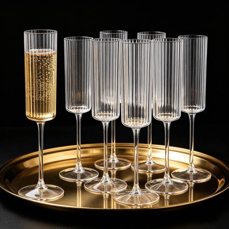 Luxury Vertical Ridged Lead-Free Crystal Champagne Flutes Set