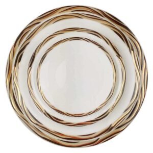 Luxury Gold Wavy Patterned Bone China Dinnerware Set