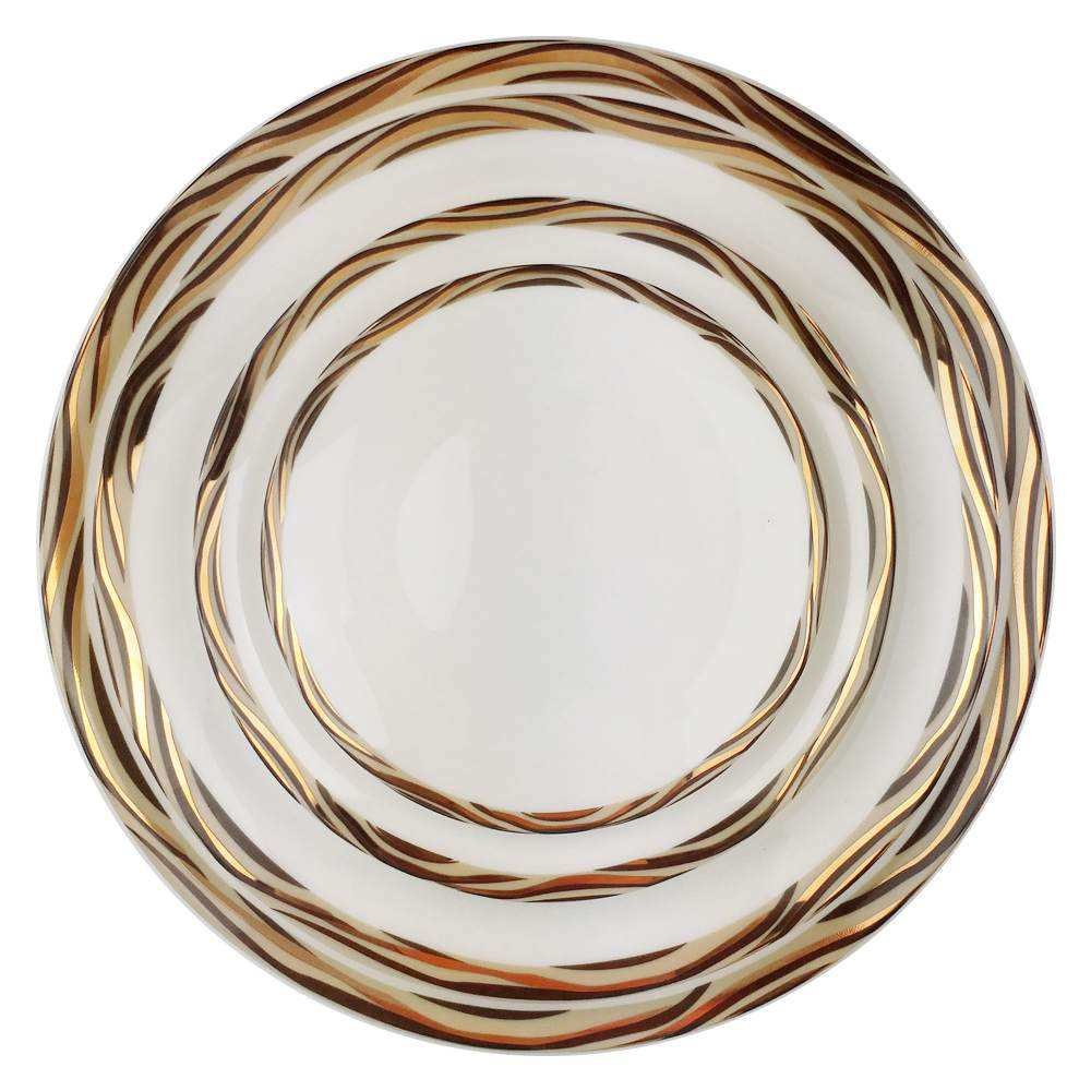 Luxury Gold Wavy Patterned Bone China Dinnerware Set
