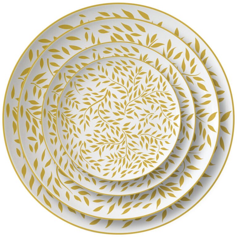 Luxury Golden Leaf Vine Bone China Dinnerware Set