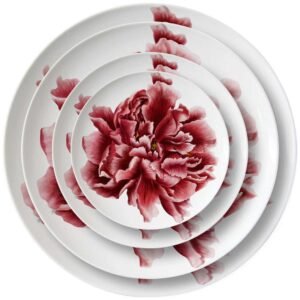 New Chinese Wealthy Red Peony Bone China Dinnerware Set