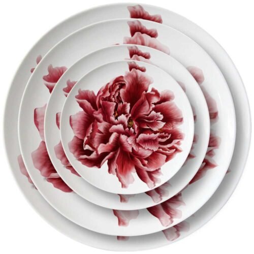 New Chinese Wealthy Red Peony Bone China Dinnerware Set