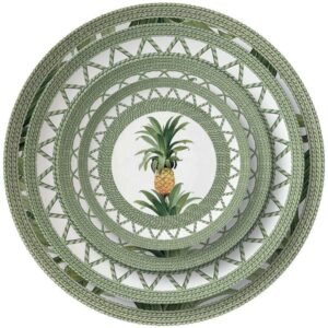 Tropical Rattan-Woven Pineapple Bone China Dinnerware Set
