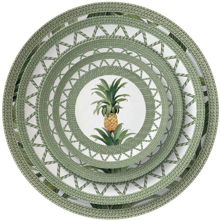 Tropical Rattan-Woven Pineapple Bone China Dinnerware Set