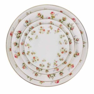 British Country-Style Rose Gold Rimmed Bone China Dinnerware Set