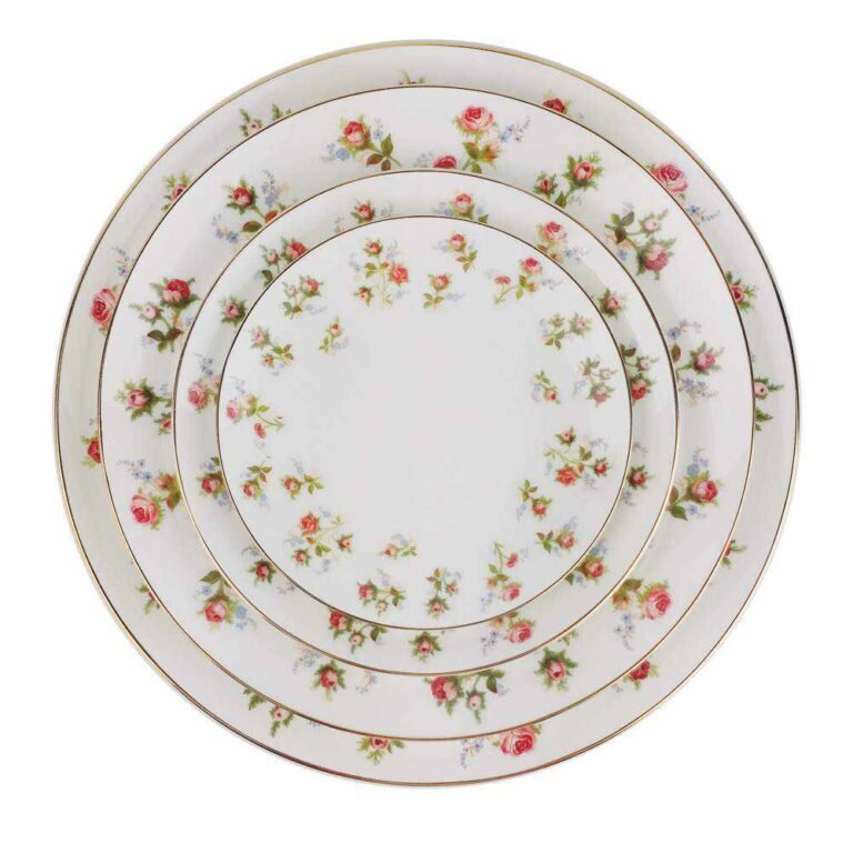 British Country-Style Rose Gold Rimmed Bone China Dinnerware Set
