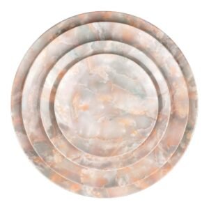 Luxury Pink Gray Agate Patterned Bone China Dinnerware Set