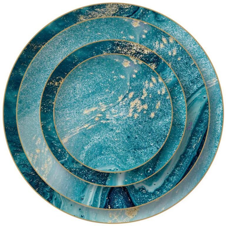 Luxury Ocean Gold Flow Patterned Bone China Dinnerware Set