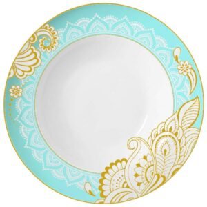 Exotic Tiffany Blue Gold Paisley Bone China Dinnerware Set