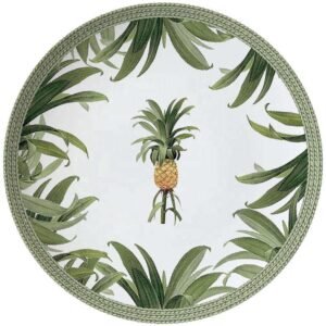Tropical Rattan-Woven Pineapple Bone China Dinnerware Set