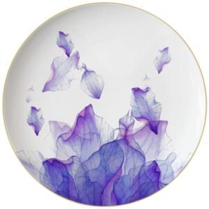Luxury Purple Mist Petal Gold Rimmed Bone China Dinnerware Set