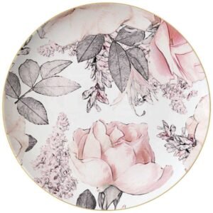 Luxury Sketch Style Pink Rose Gold-Rimmed Bone China Dinnerware Set