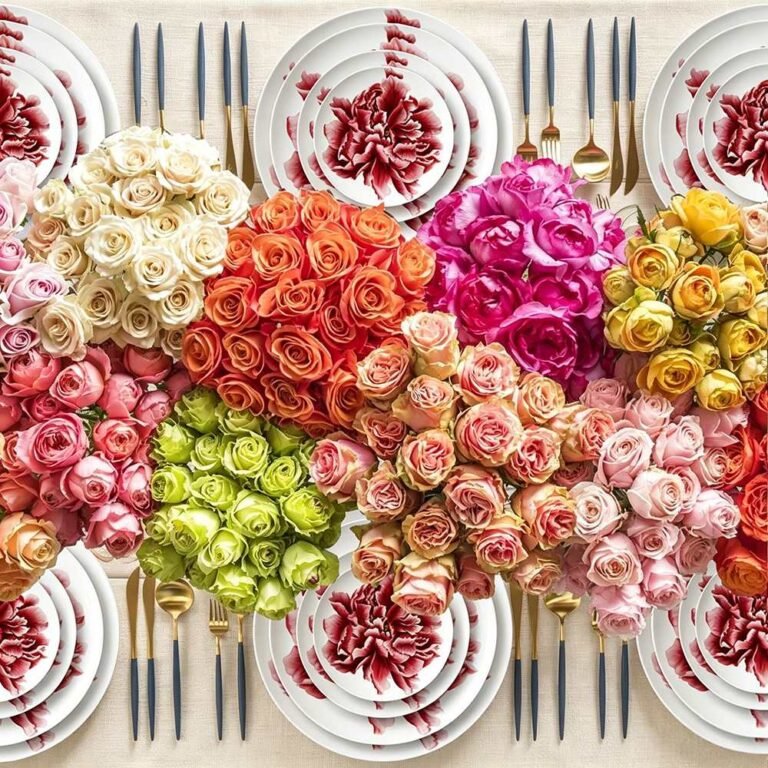 New Chinese Wealthy Red Peony Bone China Dinnerware Set